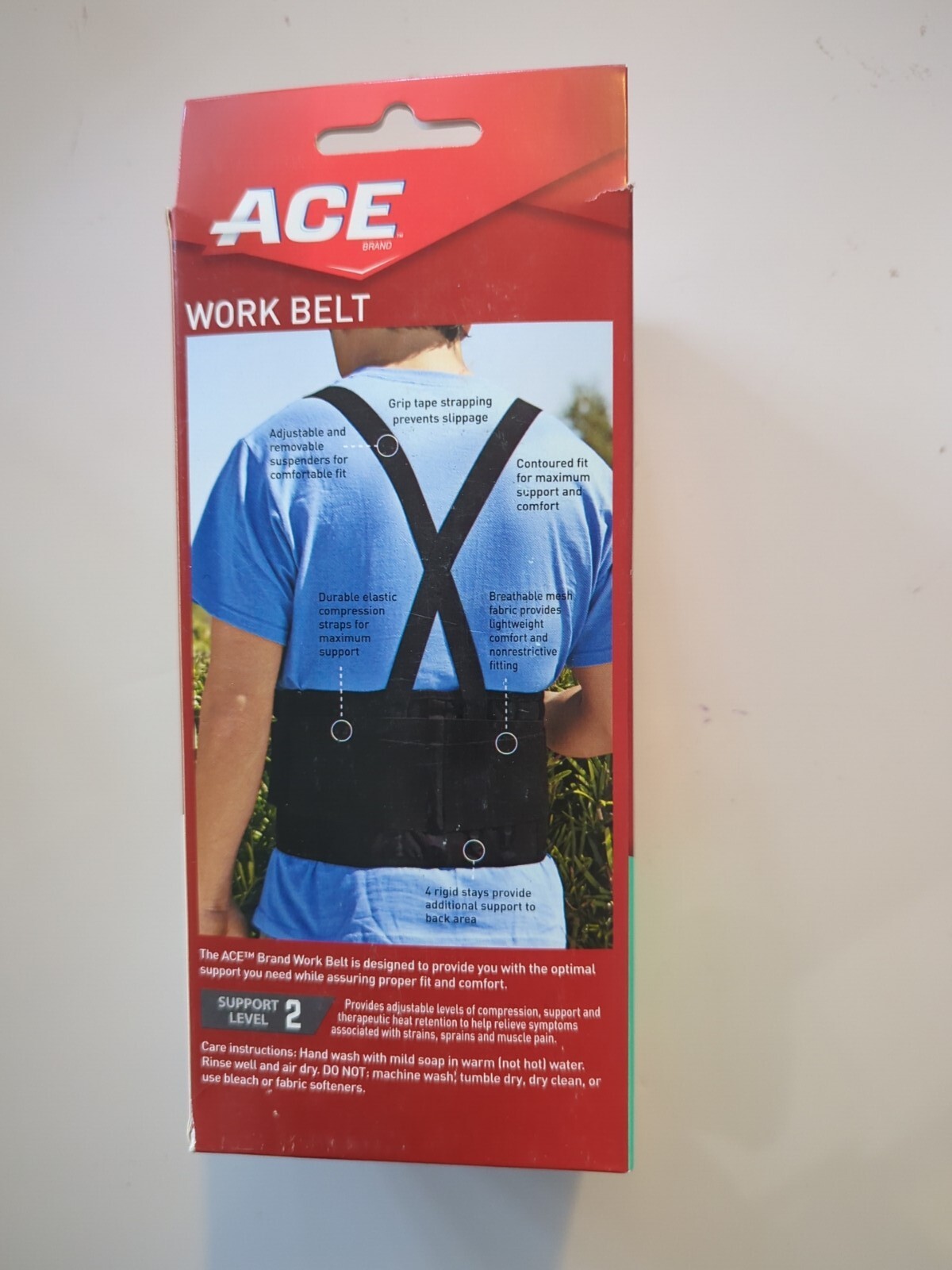 3M ACE Work back Belt with Removable Suspenders Size ADJ Support Level 2