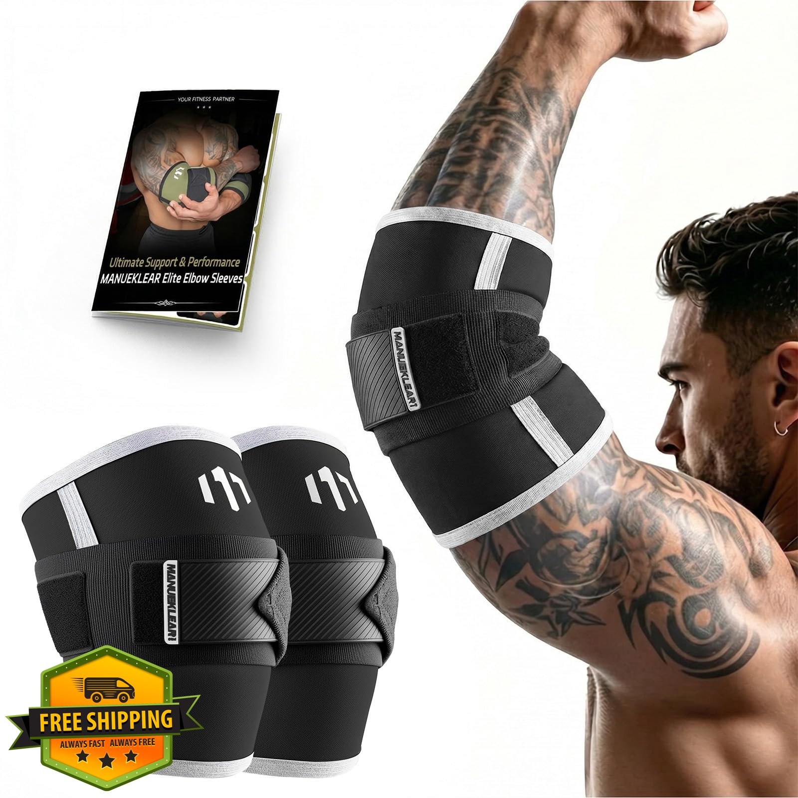 M MANUEKLEAR Elbow Wraps Obsidian Black S