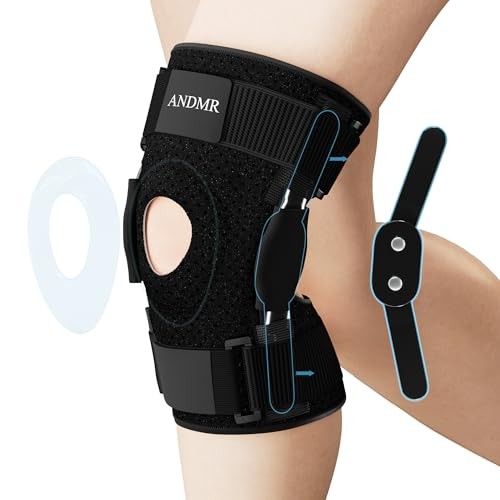 Knee Brace with Removable Dual Side Hinged Stabilizers & Medium (11.8″-17.3″)