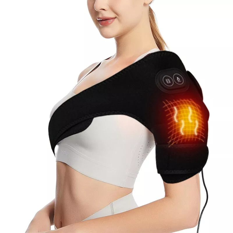 Electric Heated Shoulder Joint Brace Support with Vibration Relief Pain Massager