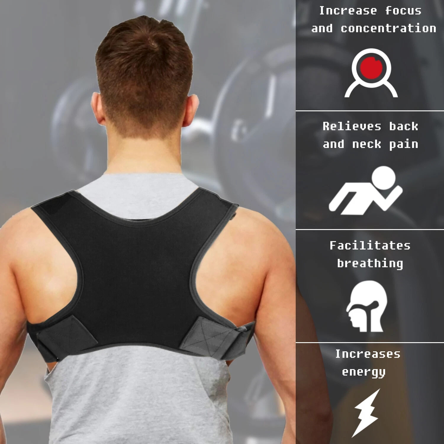 Posture Corrector Back Brace Shoulder Support Belt Upper Back Pain Relief Men