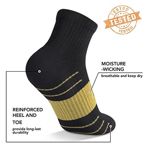 5 Pairs Copper Compression Socks Small-Medium 01 Beige Black (5 Pairs/Ankle)