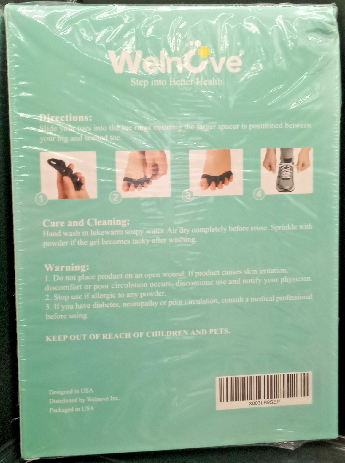 Welnove – Toe Separators Straightener Bunion Corrector Color Black – 8 Packs