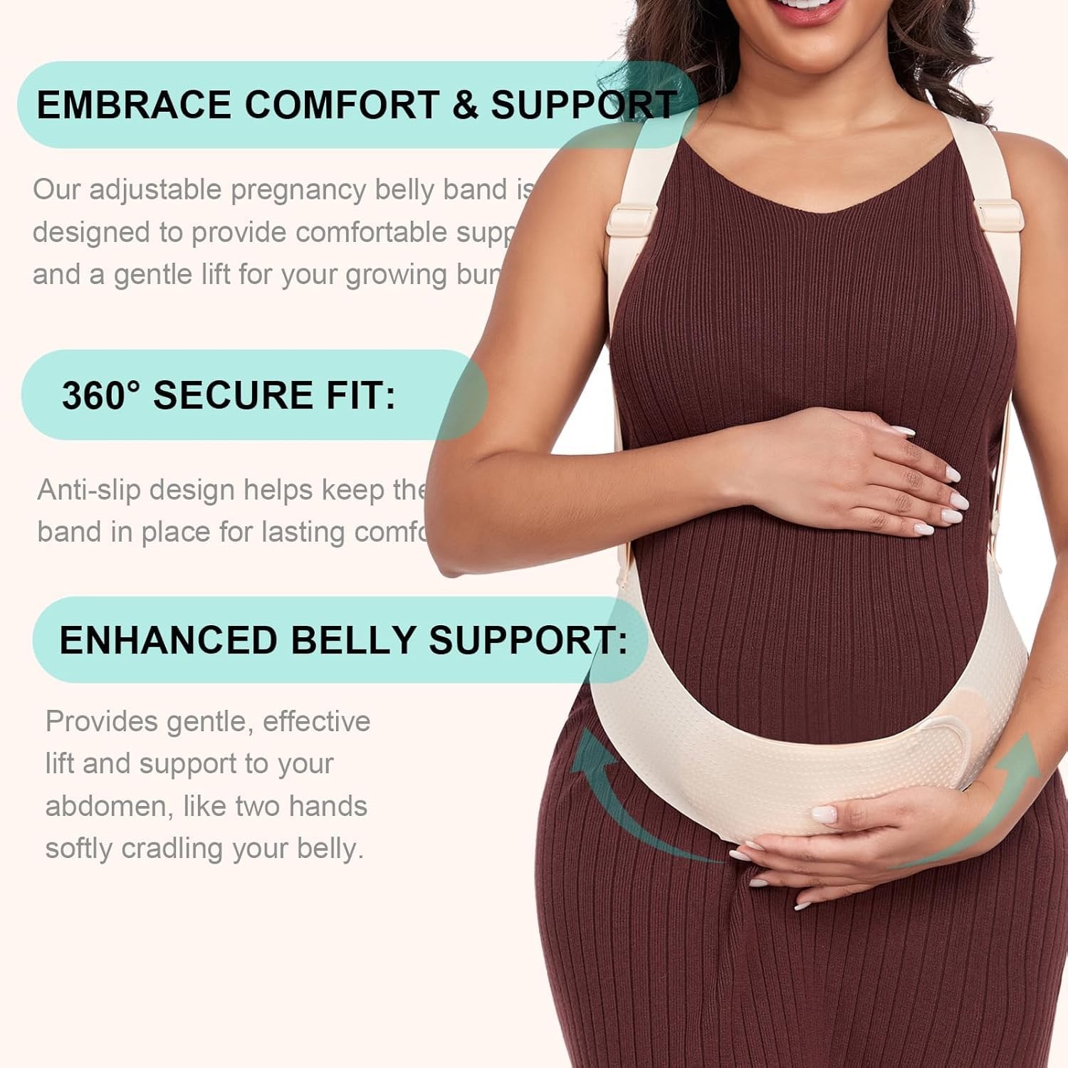 Lower Back Beige Pregnancy Belly Support Maternity Belt for Women Comfort Relief