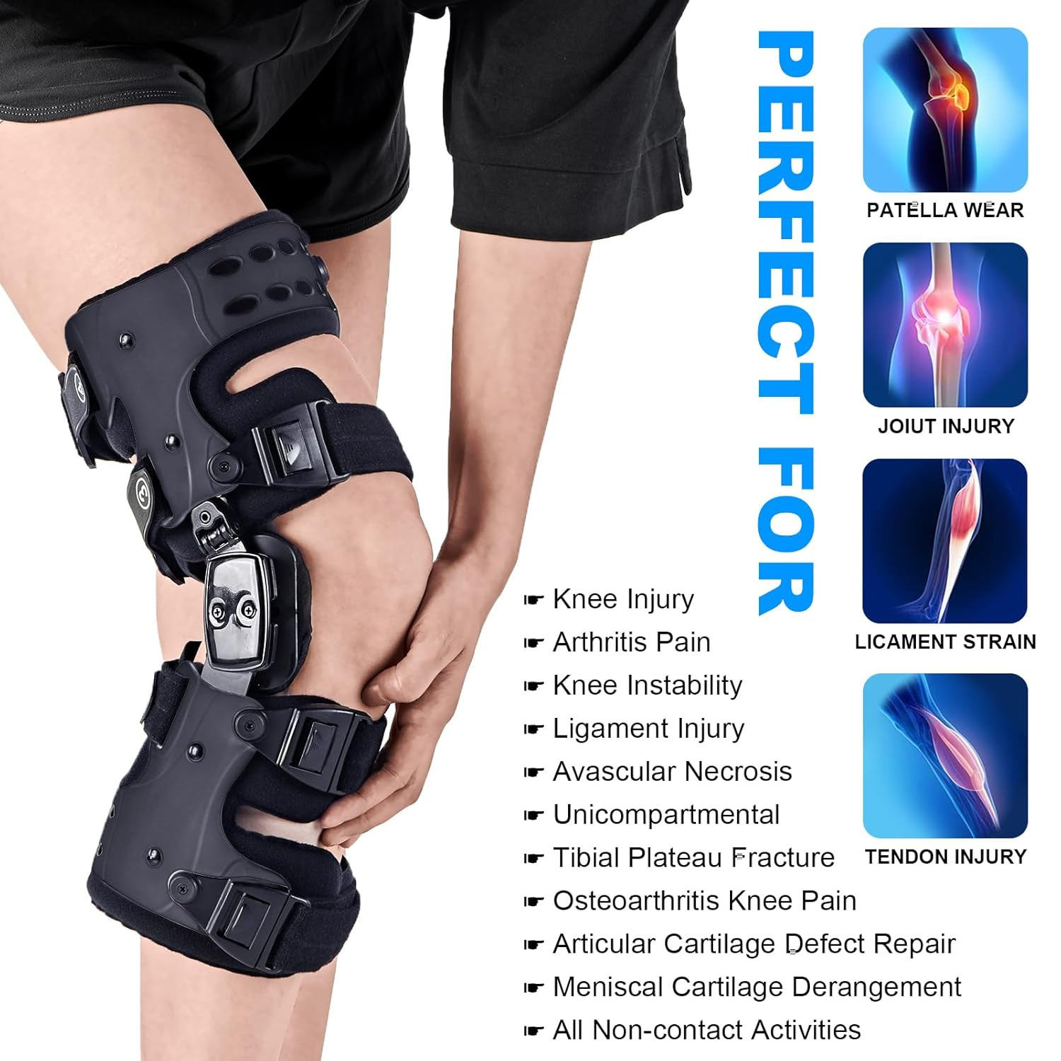OA Unloader Knee Brace for Osteoarthritis & Joint Pain Relief – Right Black