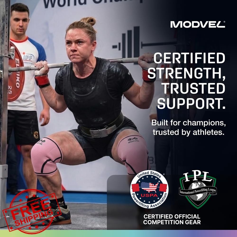 Modvel 7mm Knee Sleeves Large PEACH Pair