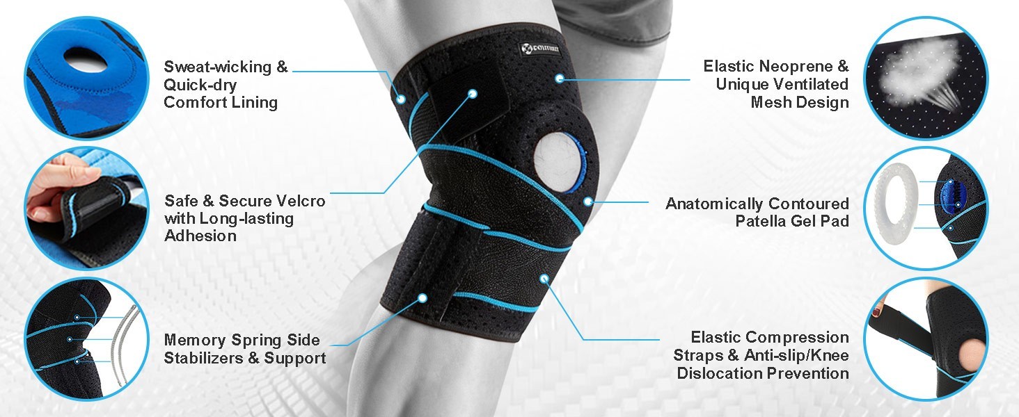 NEW! DOUFURT KNEE BRACE GREY & BLACK LARGE MEN AND WOMAN SUPPORT