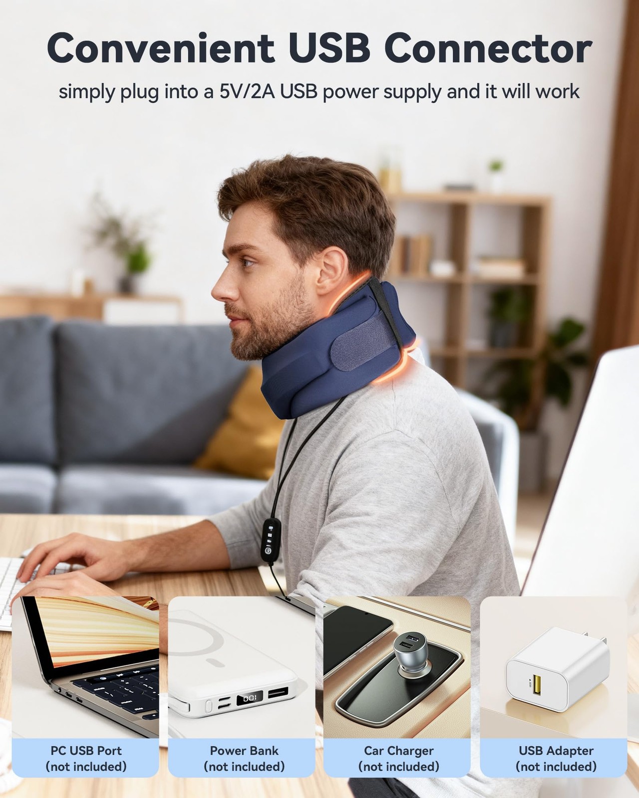 BETOVIN Heated Style Cervical Collar Neck Support Brace, Blue, Medium, Blue