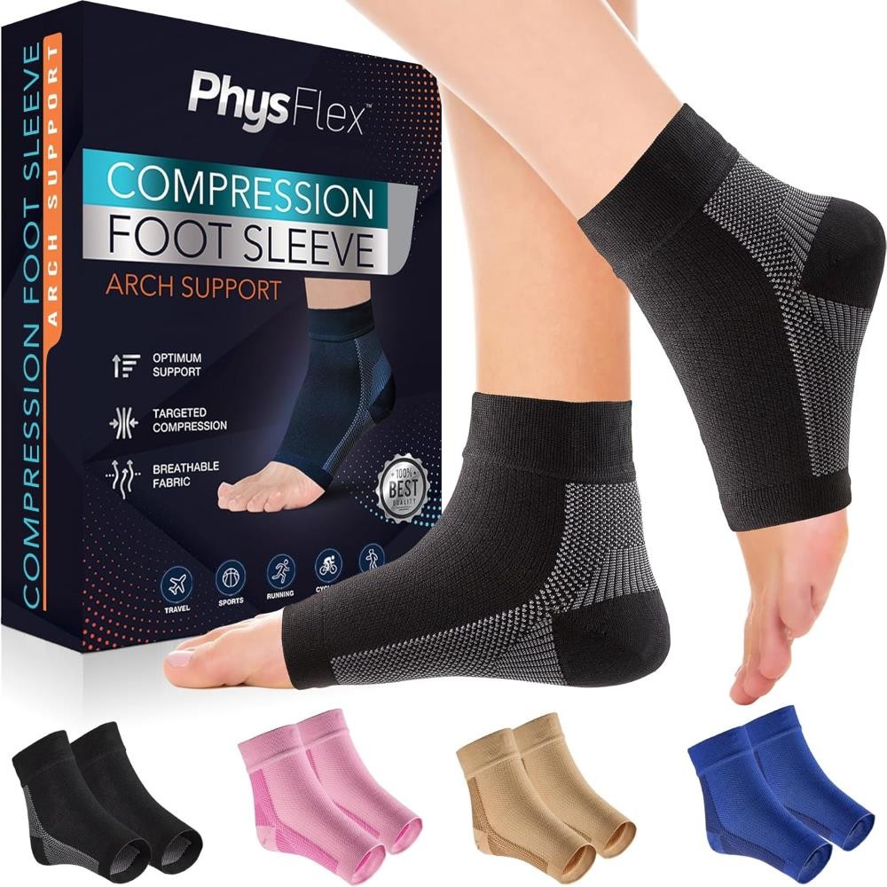 PhysFlex Compression Socks for Plantar Fasciitis, Achilles Tendonitis Relief