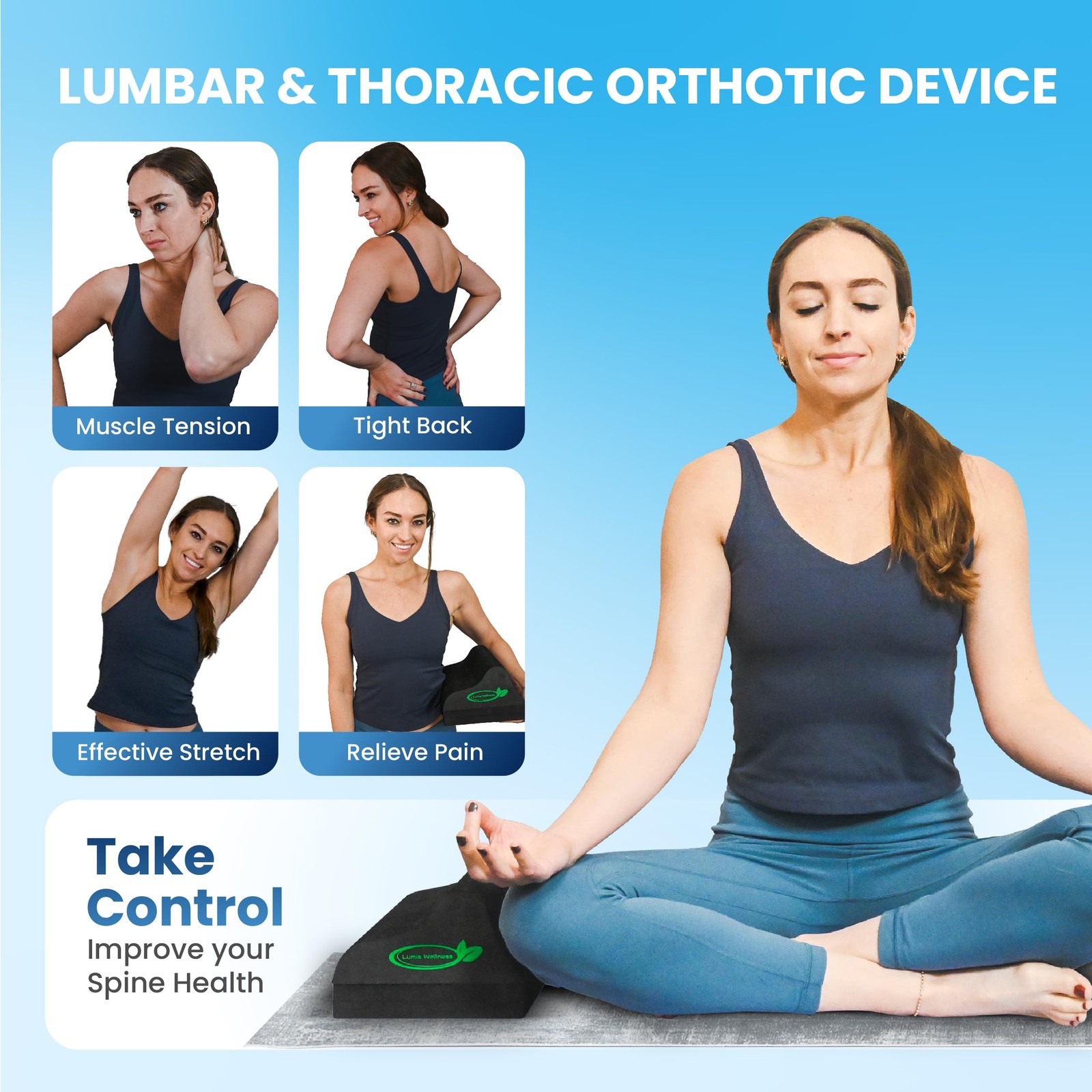 Lumbar Traction Block, Chiropractic Back Stretcher for Pain Relief, Lumbar Decom
