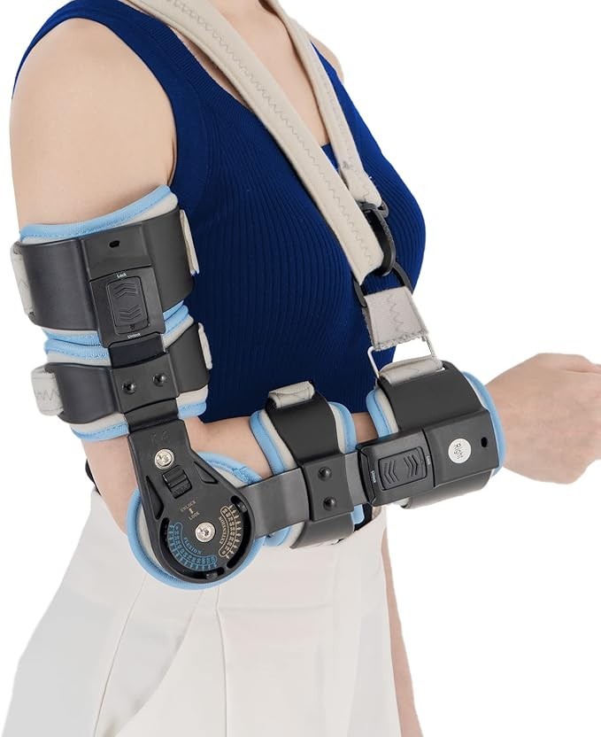 Hinged Elbow Brace ROM Elbow Brace Support with Strap Sling Adjustable Post Op