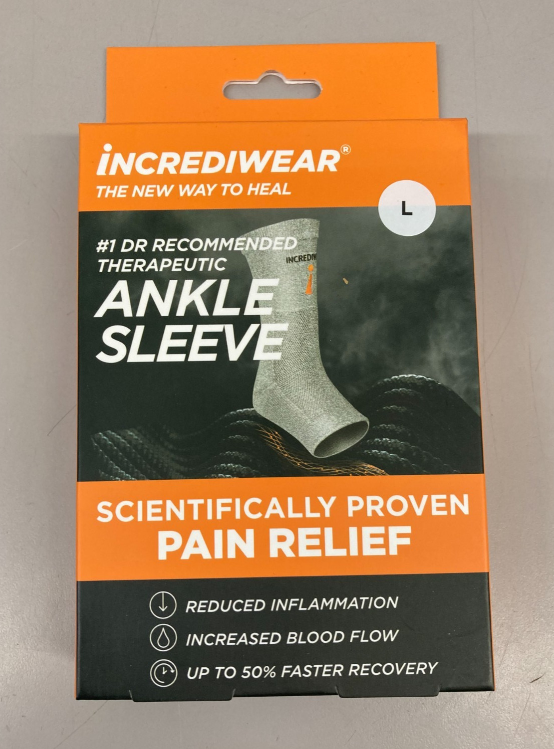 Incrediwear Ankle Sleeve Brace for Joint Pain Large (Pack of 1), Grey