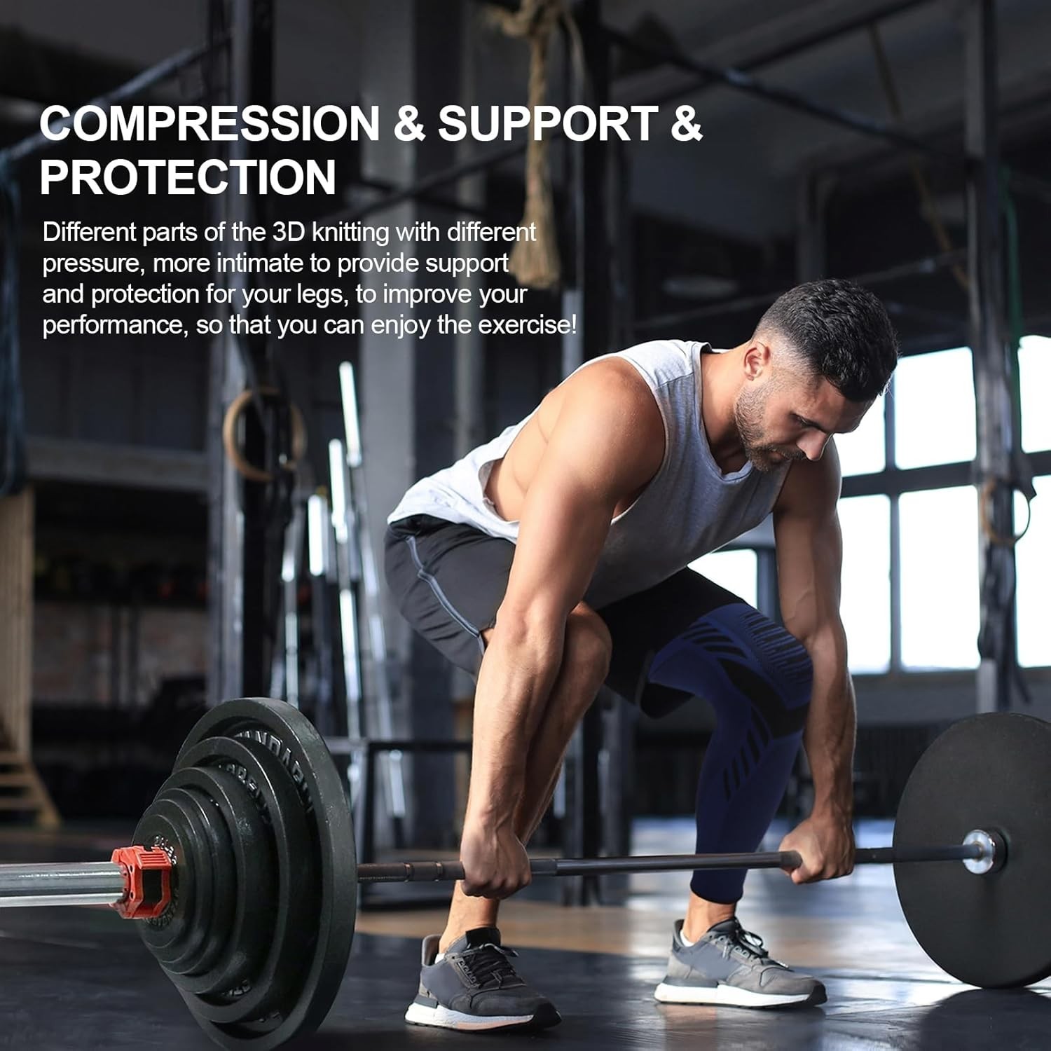Leg Compression Sleeve 1 Pair Long Knee Braces for Women and Men Knee Support wi