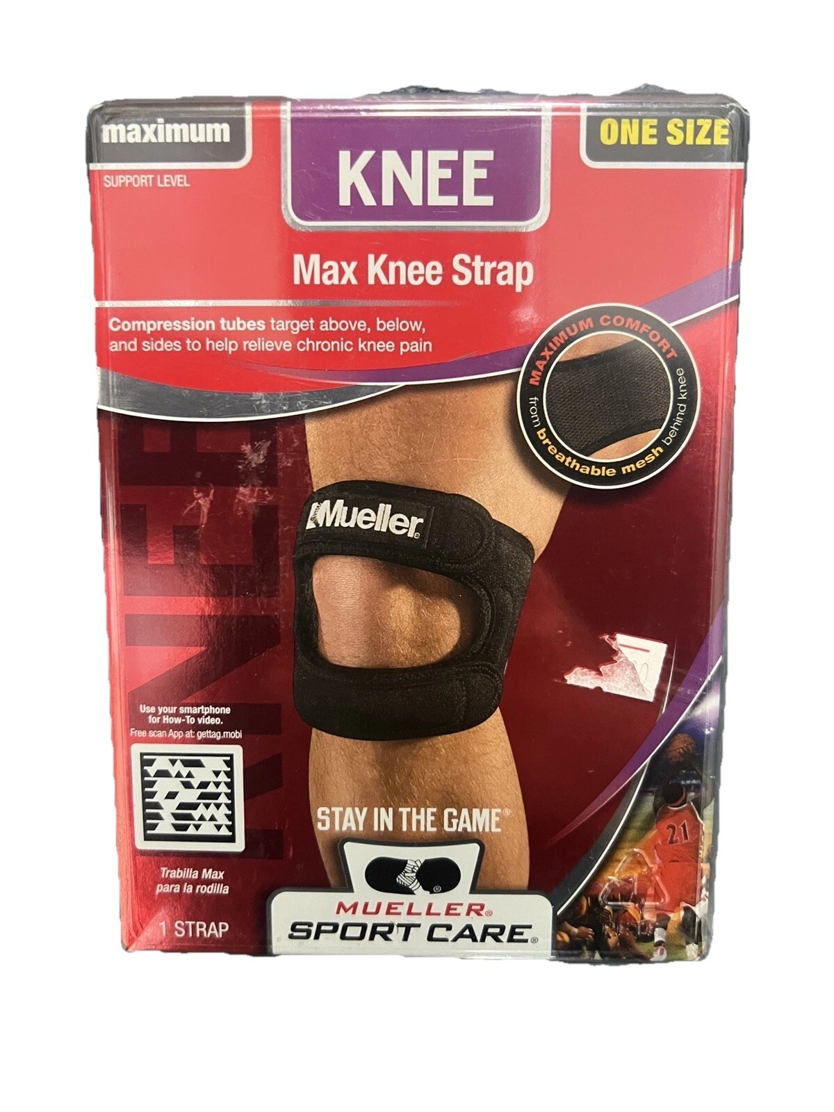 Mueller Sport Care Max Knee Strap Support Level Maximum One Size #59857