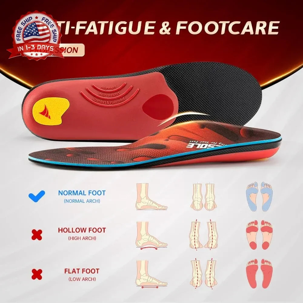 VALSOLE Heavy Duty Support Pain Relief Orthotics – 220+ lbs Plantar Fasciitis Hi
