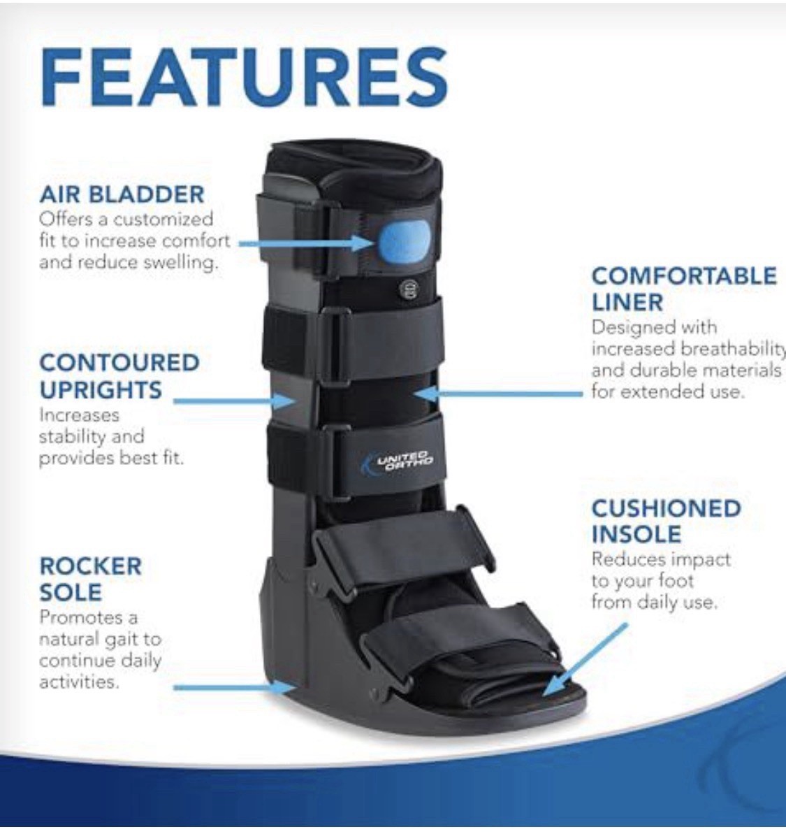Air Cam Walker Post Op Fracture PDAC Approved Boot Tall Support, Medium
