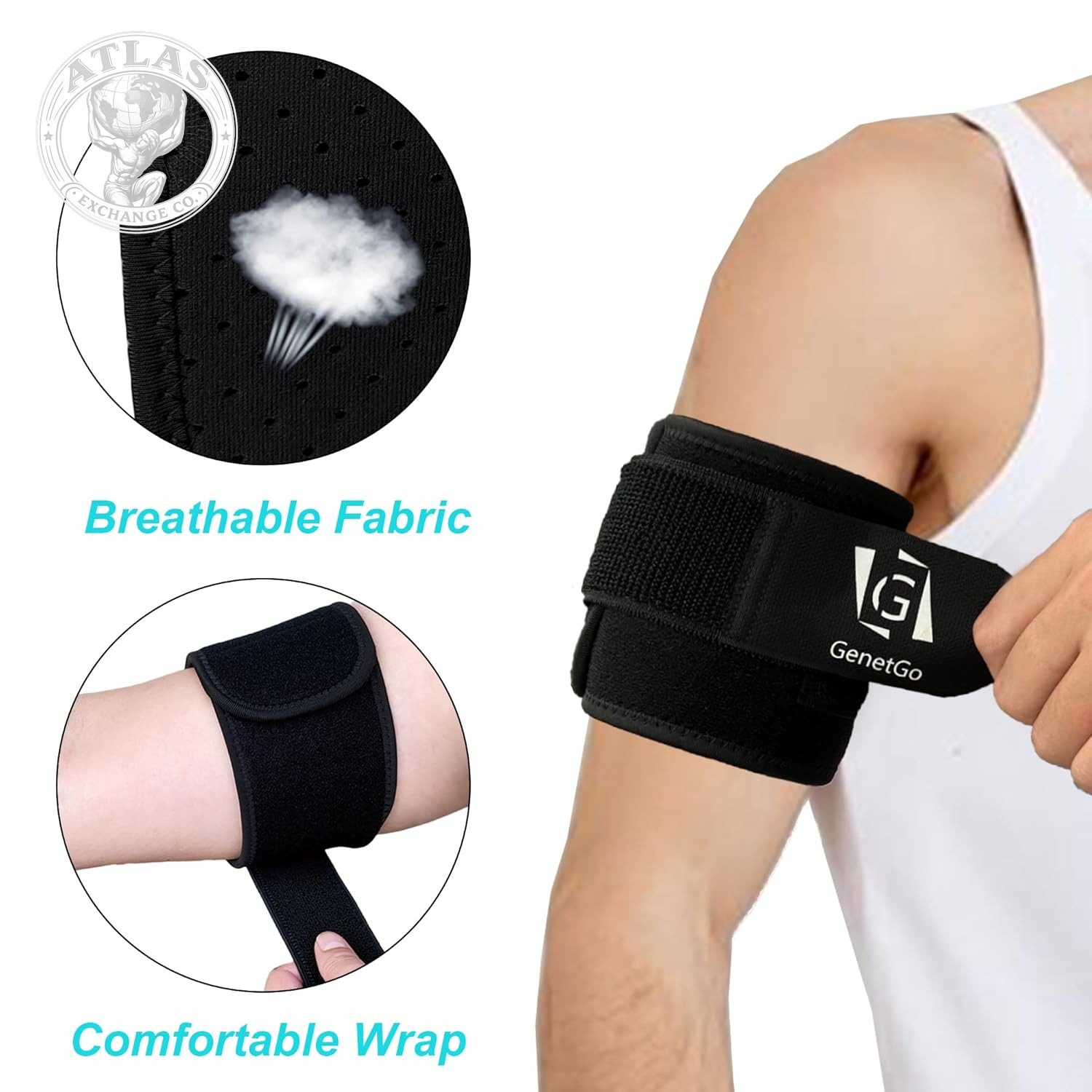 Genetgo Bicep & Tricep Tendonitis Brace Compression Sleeve – Pain Relief for Bic