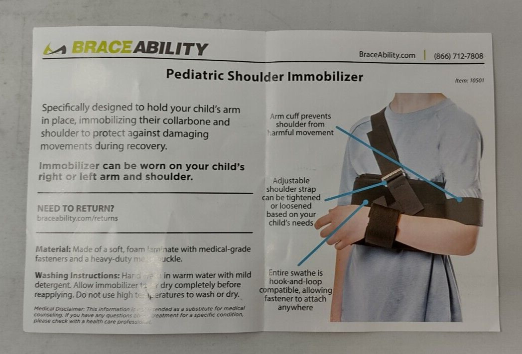 Brace Ability Pediatric Shoulder Immobilizer Item # 10S01