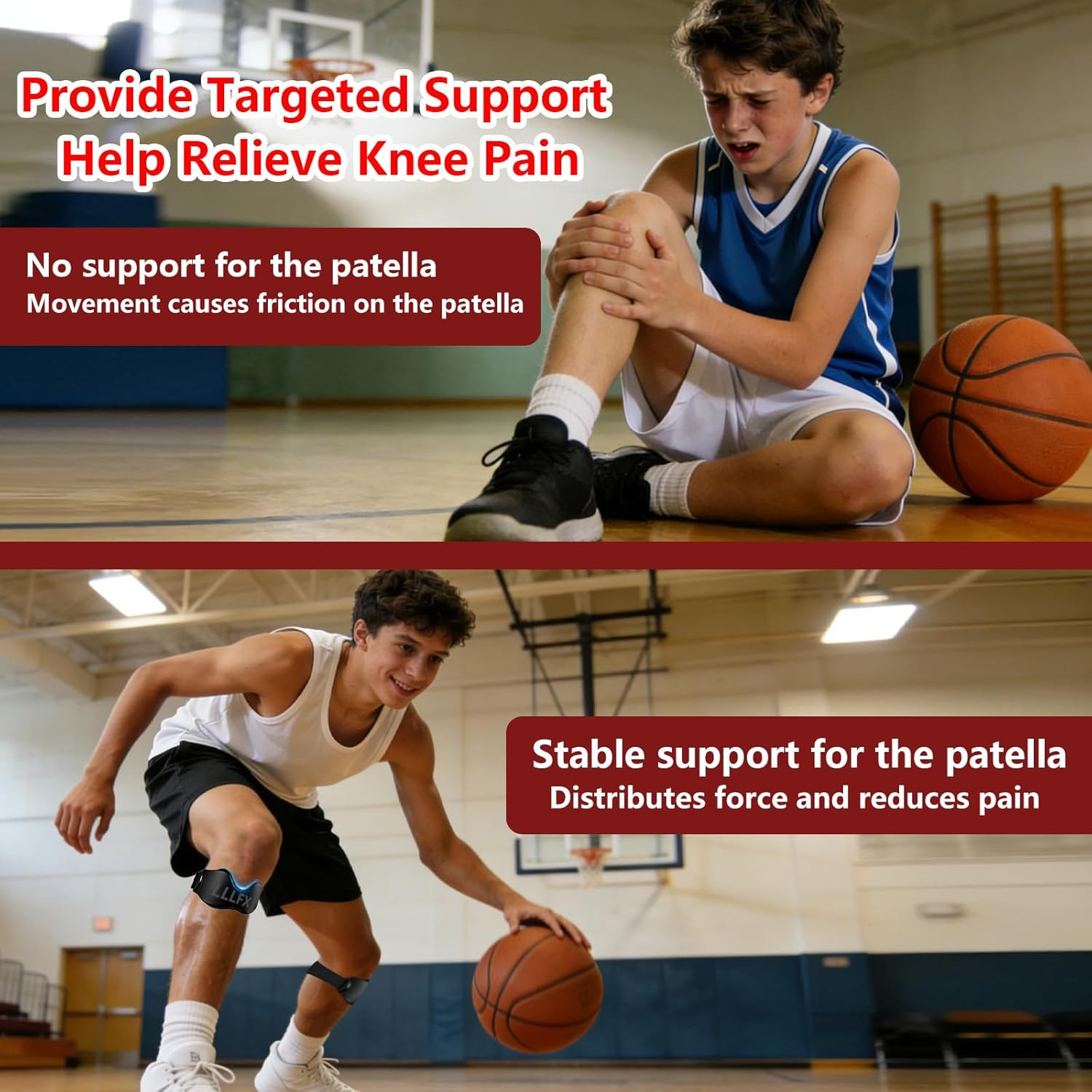 2 Pack Patellar Tendon Support Straps, Adjustable Non-slip Patellar Band, Dis…