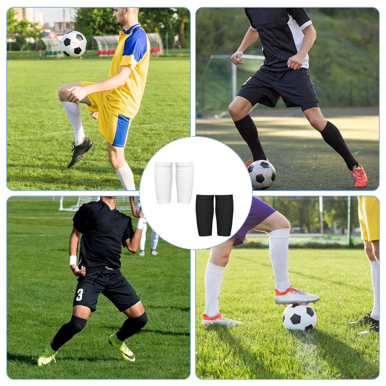4Pack Double-Layer Soccer Shin Guard Sleeves with Pocket for Football Basketball