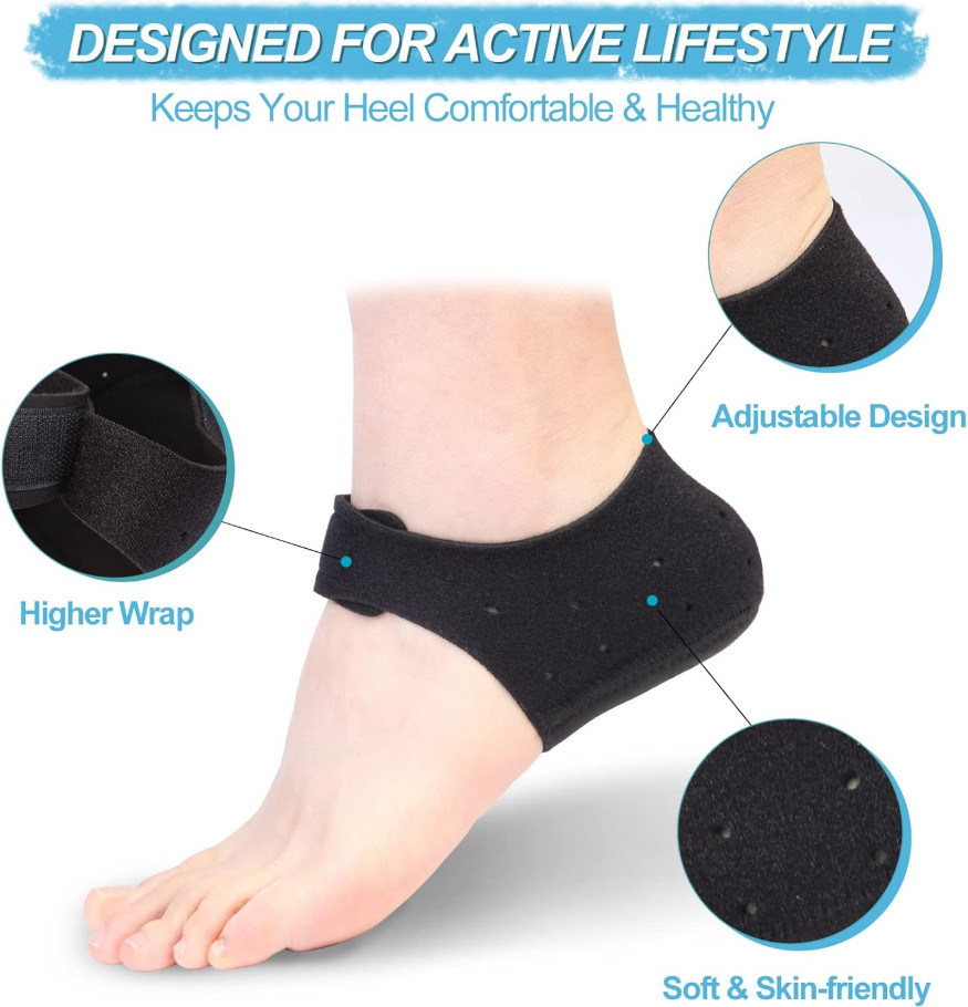 1 Pair Heel Pads Heel Cushion Support Shock Absorbing Adjustable Strap
