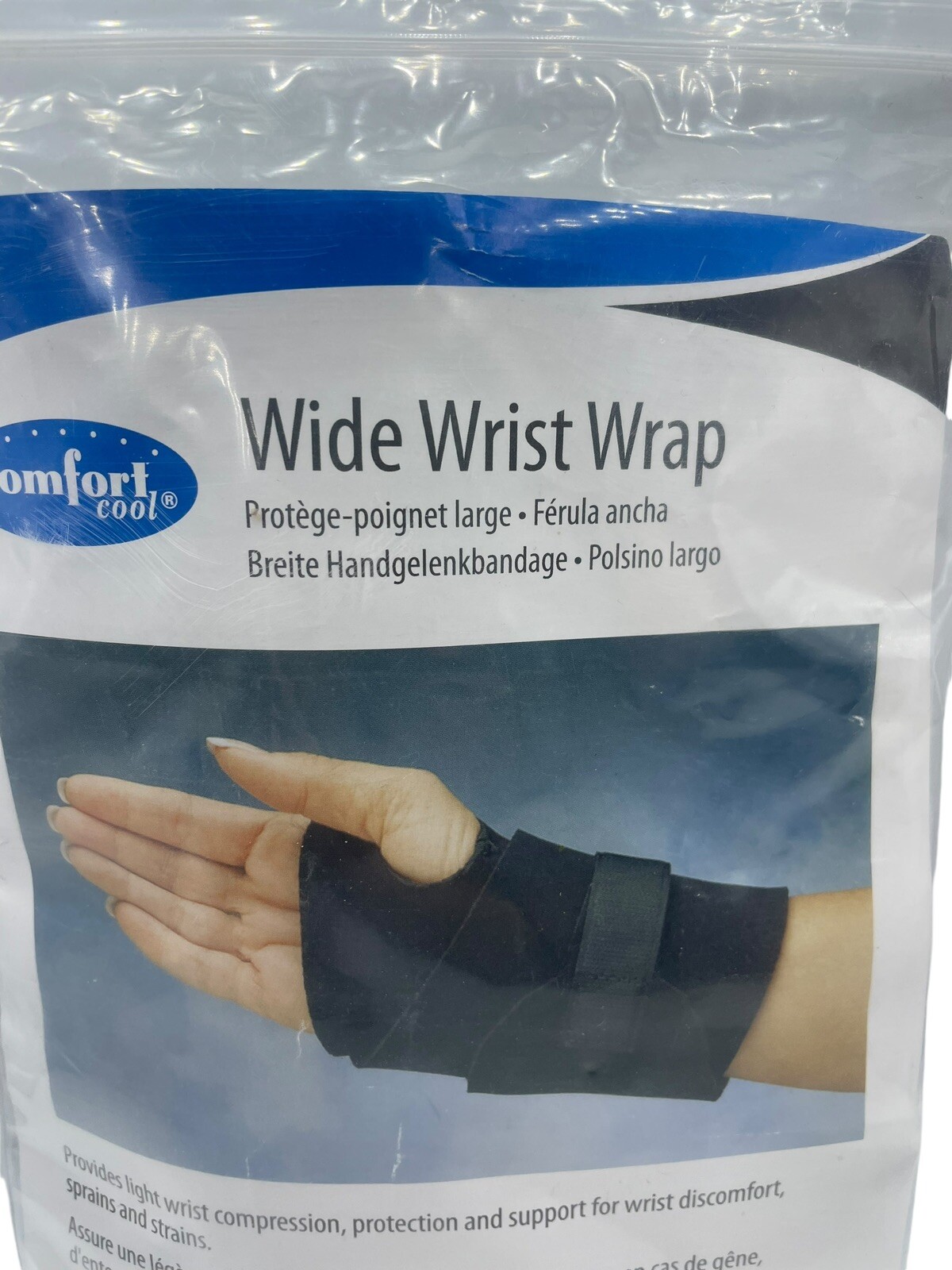 Comfort Cool Wide Wrist Wrap, Black – Provides Light Wrist Compression & Support