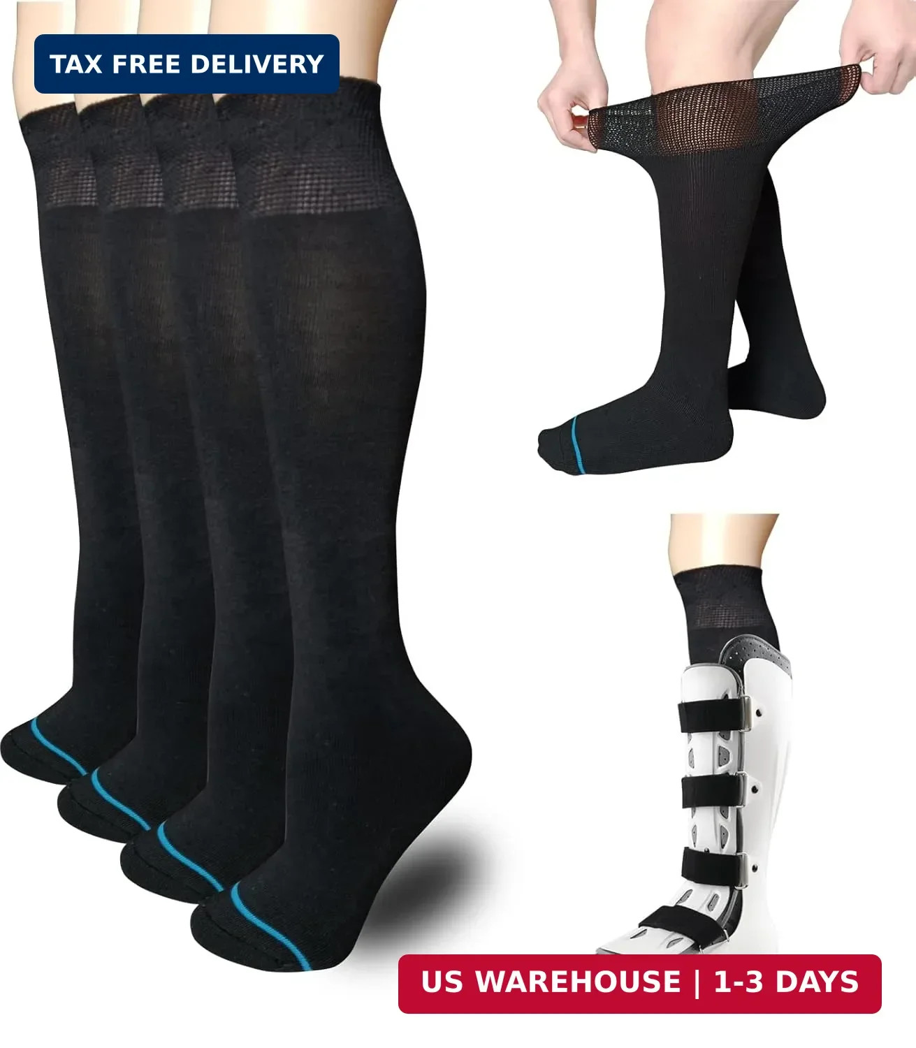 Walking Boot Socks Replacement Sock Liner for Orthopedic Walker Brace,Tube Socks