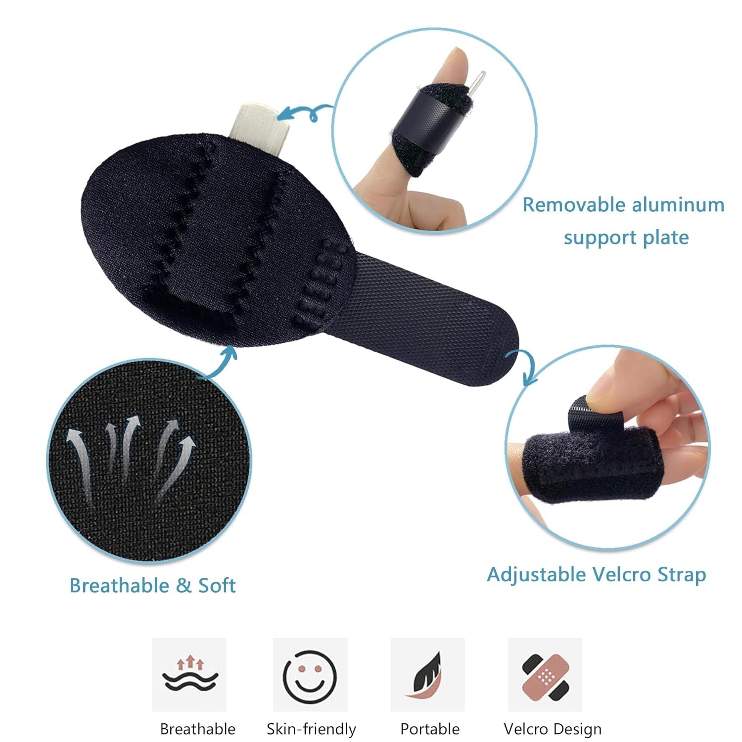 “6-Pack Pinky Finger Splints for Left/Right Hand Adjustable Single-Strap Brace..