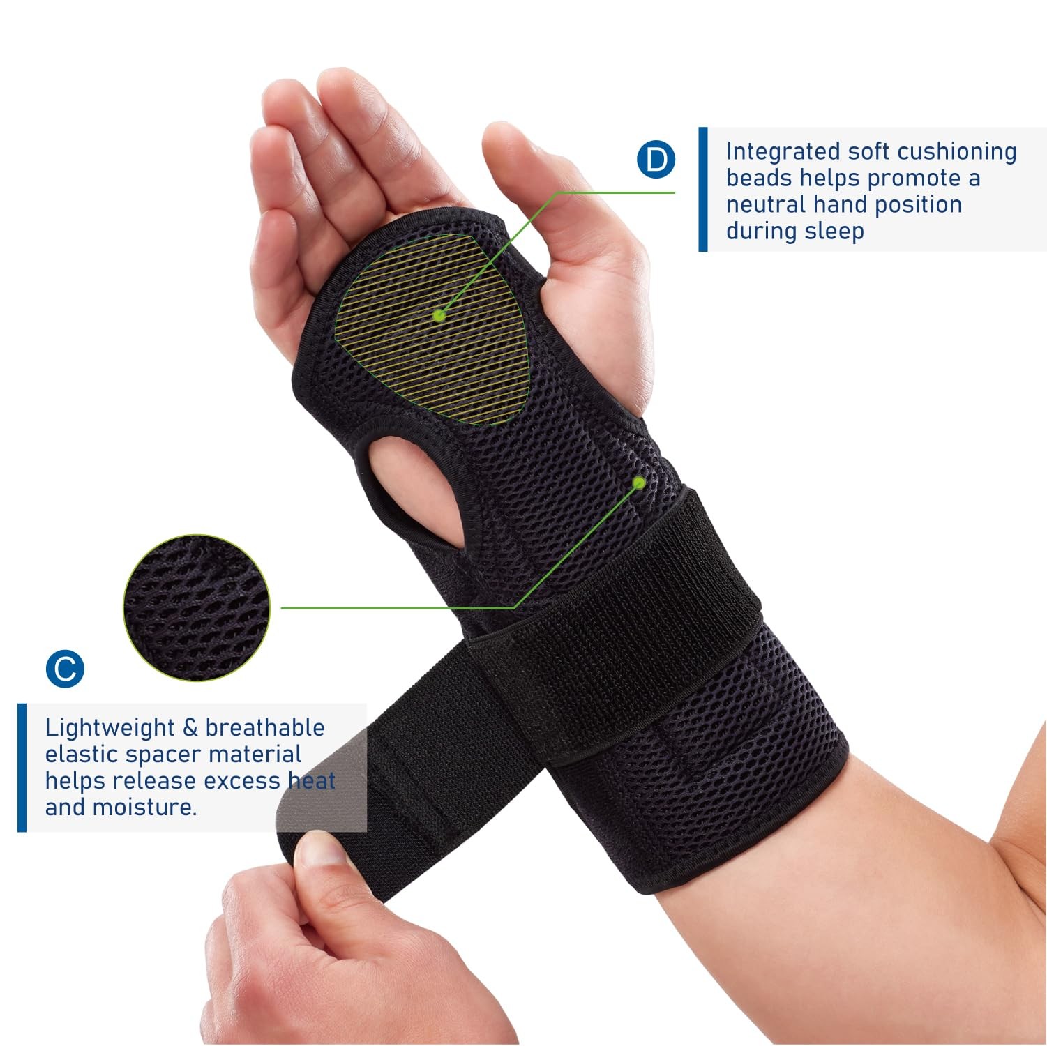 Comforband Night Sleep Wrist Brace – Adjustable, Cushioned Support for Carpal…