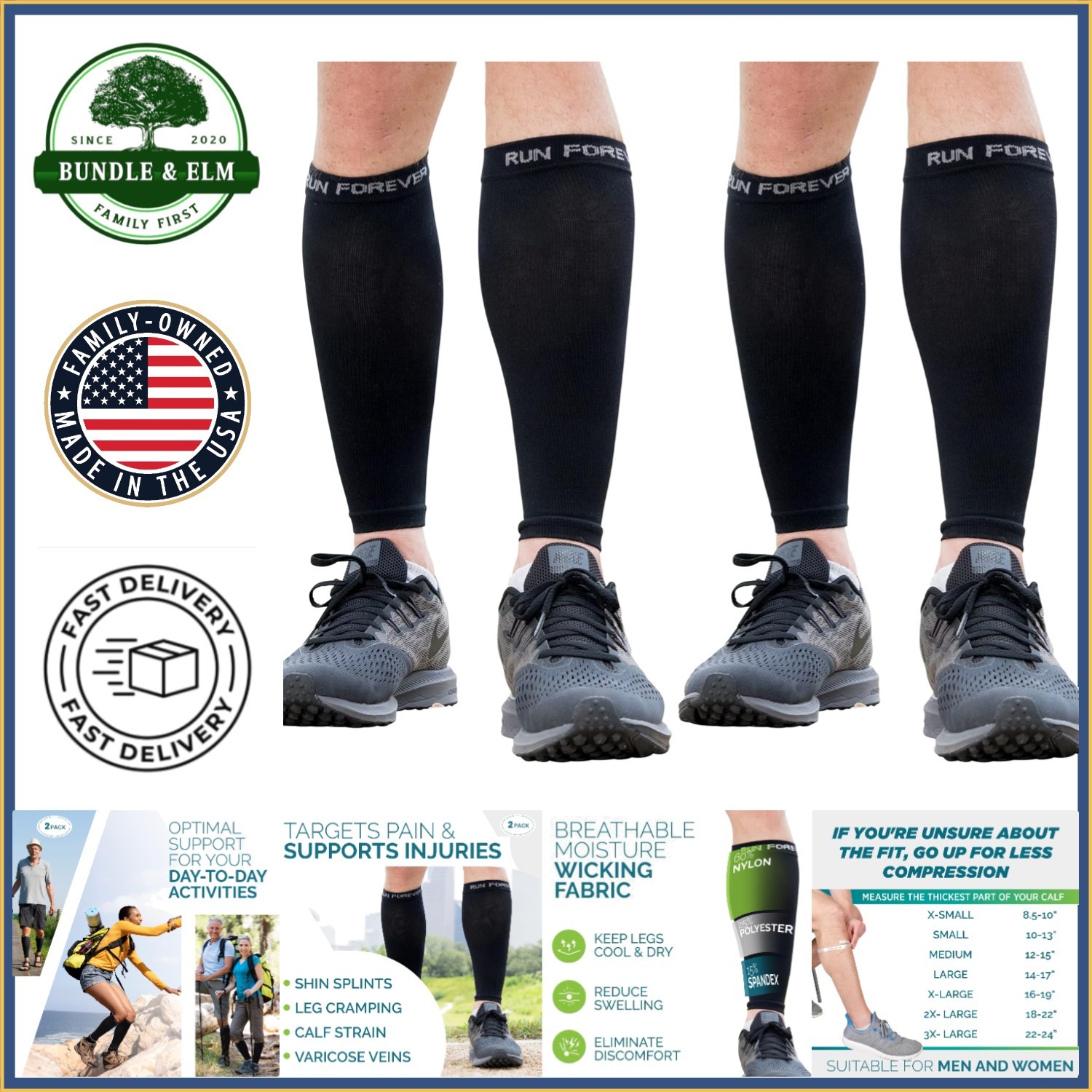 Calf Compression Sleeves for Running, Support for Pain Relief & Injury Recovery