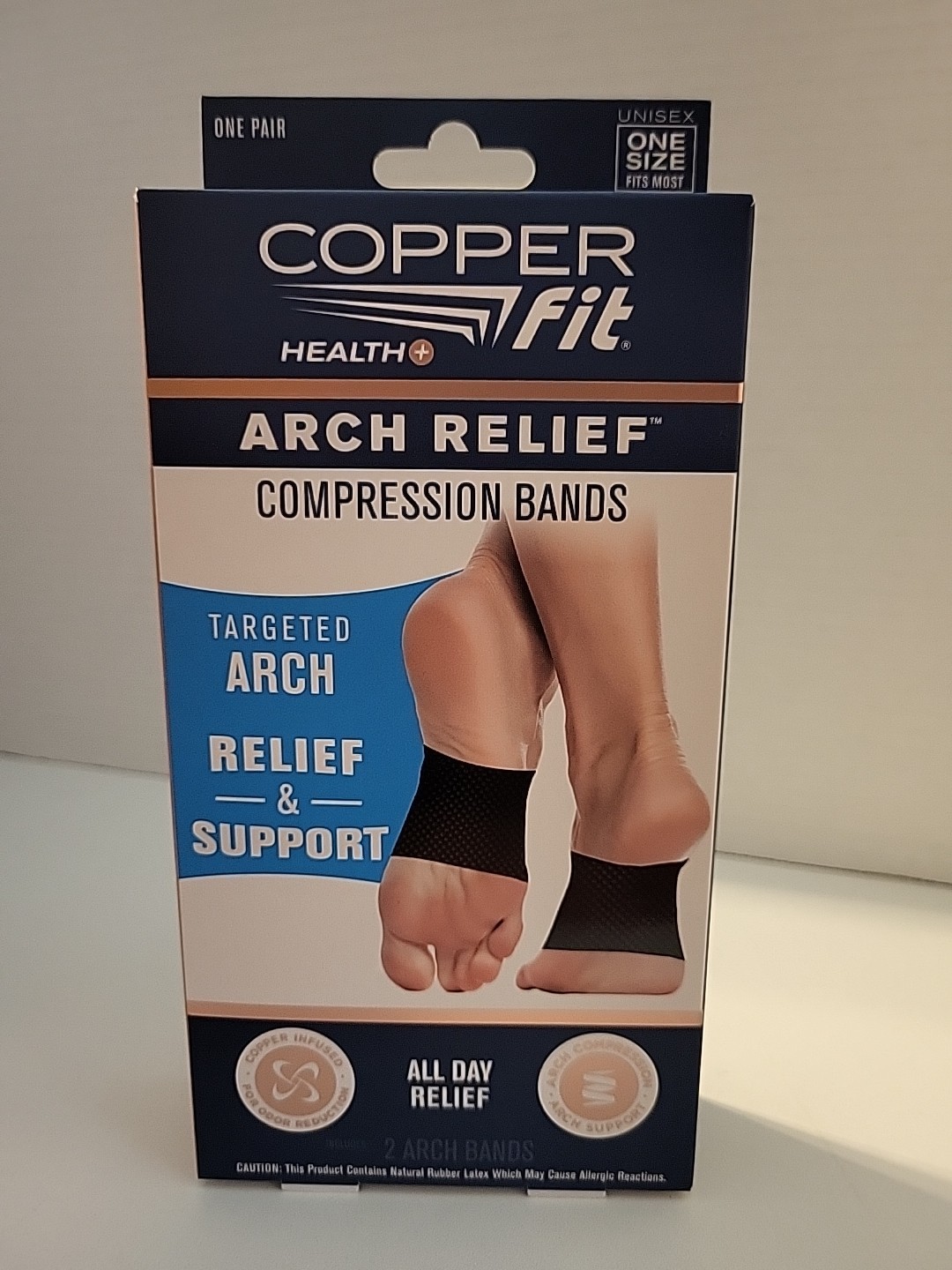 Copper Fit Arch Relief Compression Bands 1 Pair – One Size, Black