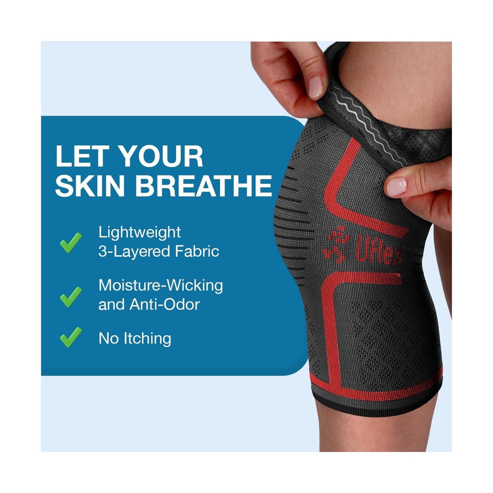 UFlex Athletics Compression Knee Brace for Women & Men Knee Sleeves Support f…