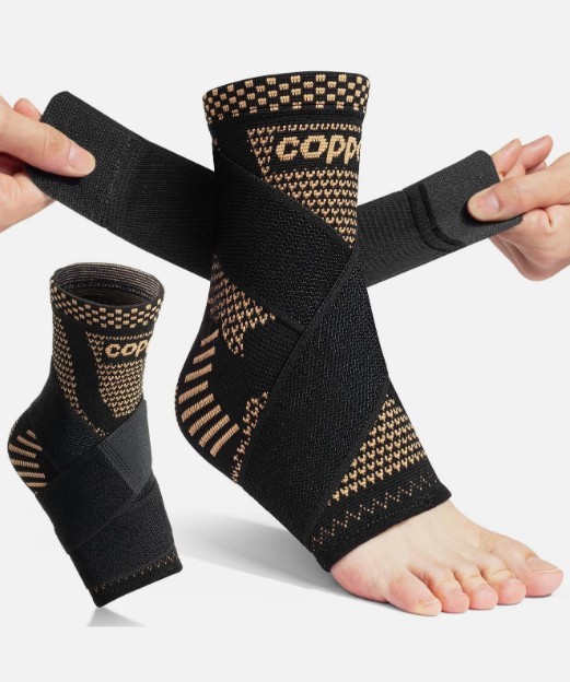 Copper Fit Dr JK Ankle Brace for Women/ Men, Large 1 Pair Adjustable #182
