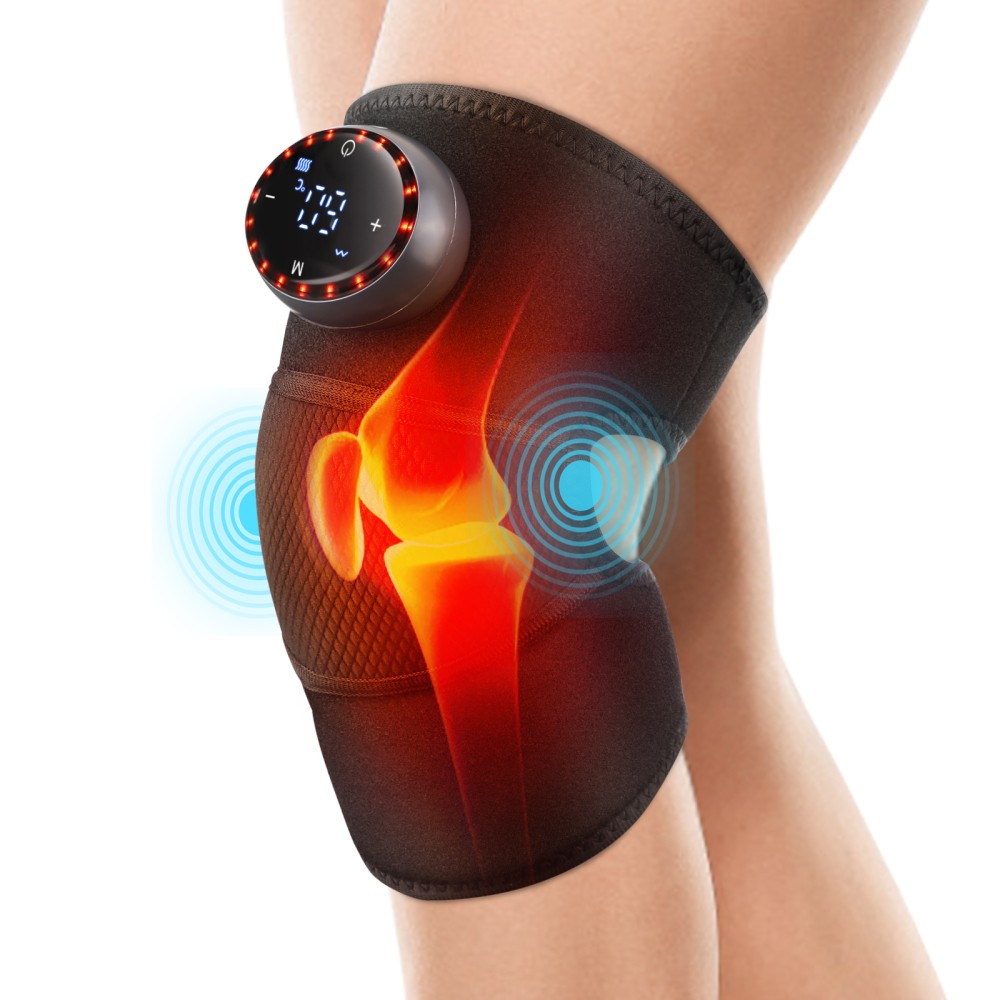 Electric Knee Massager Shoulder Brace with 5 Vibration Modes, 5 Heating Levels