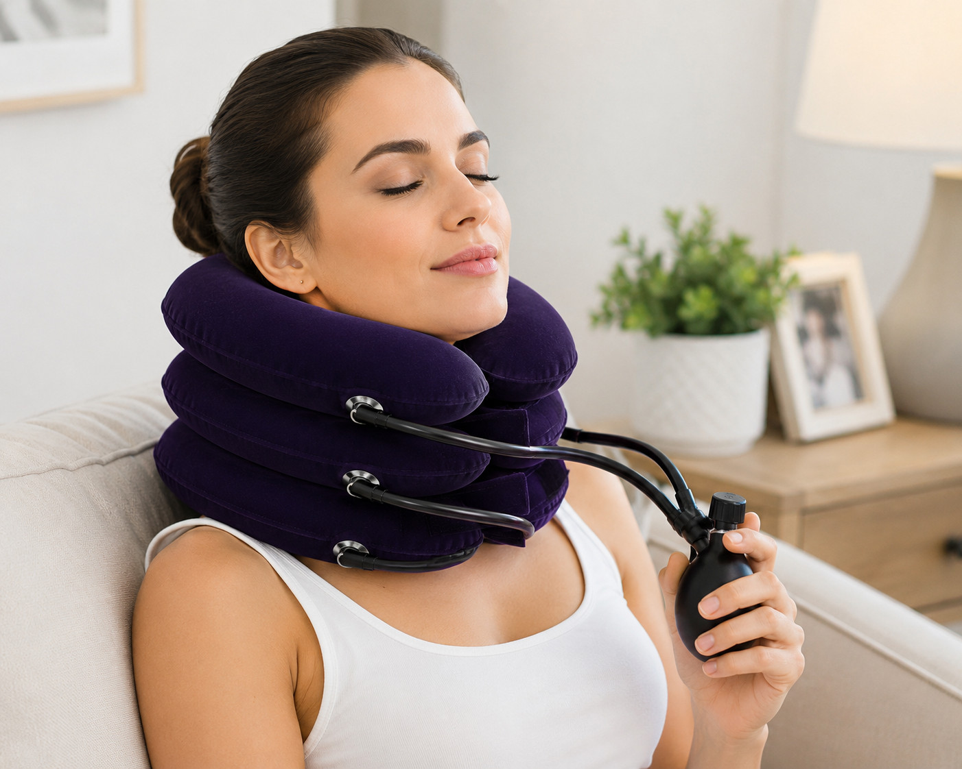 Inflatable Neck Traction Device for Cervical Pain Relief & Spine Support Pillow