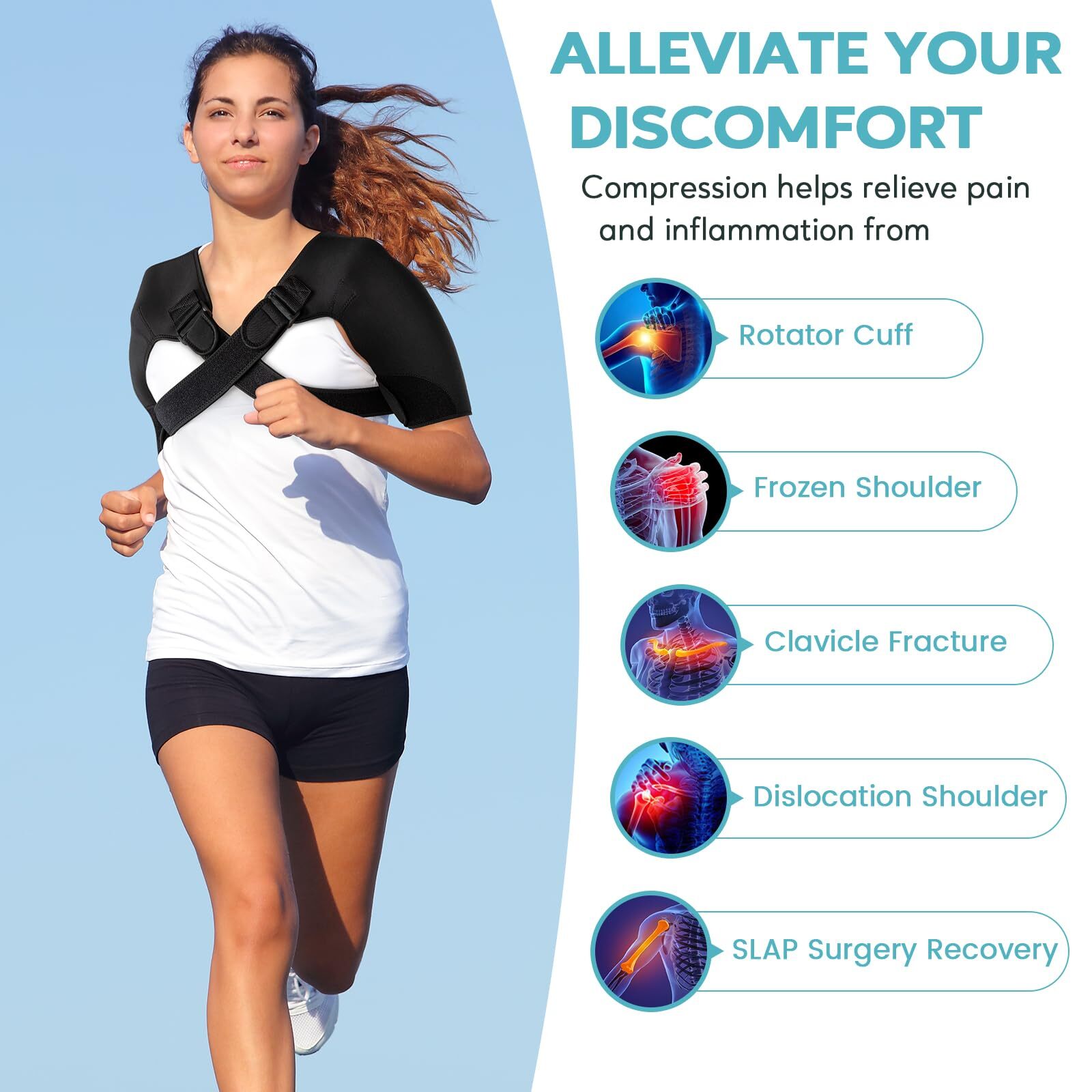 Double Shoulder Brace Torn Rotator Cuff Adjustable Support Sleeve Pain Relief