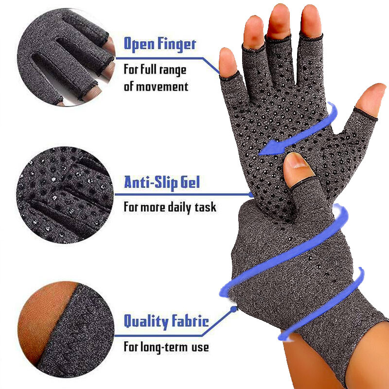 Copper Compression Gloves Carpal Tunnel Arthritis Pain Relief Therapeutic Braces