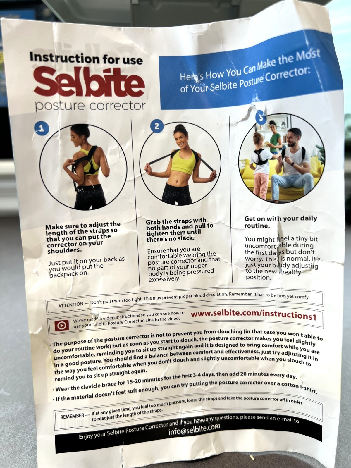 New Selbite Posture Corrector Women/Men Posture Brace Adjustable Relieves Pain