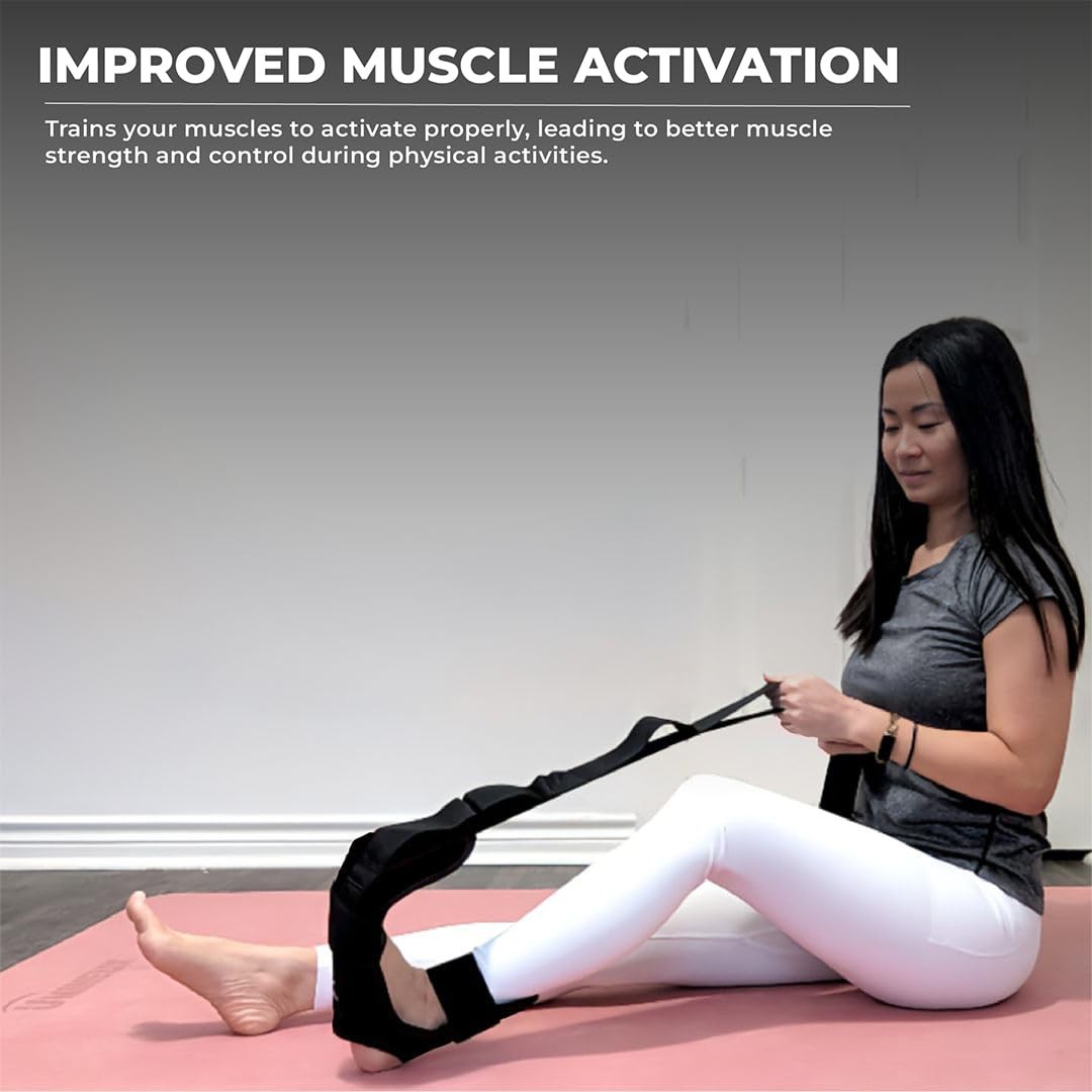 Foot and Calf Stretcher – Stretching Strap for Plantar Fasciitis, Black
