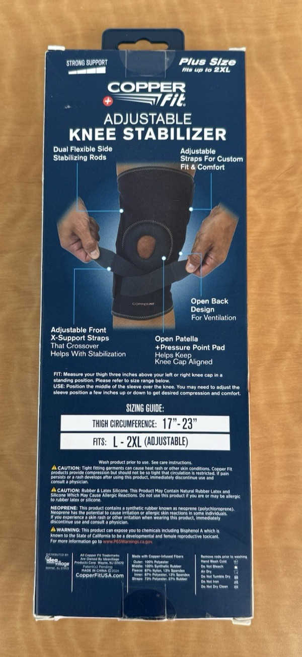 Copper Fit Adjustable Knee Stabilizer Heavy Duty Support – L/2XL