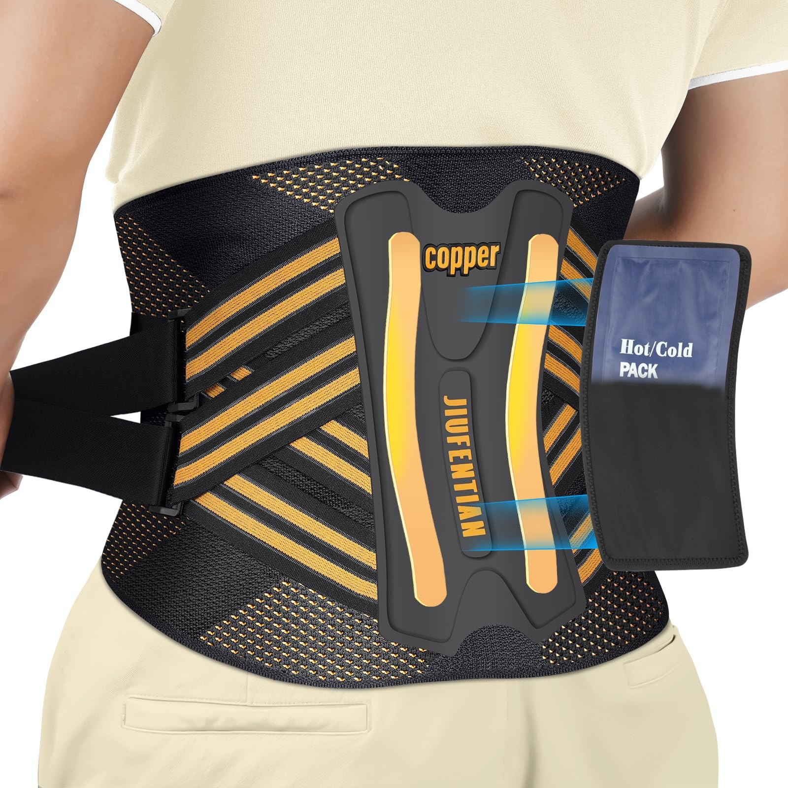 Copper Back Brace for Lower Back Pain with Composite Support Technology for