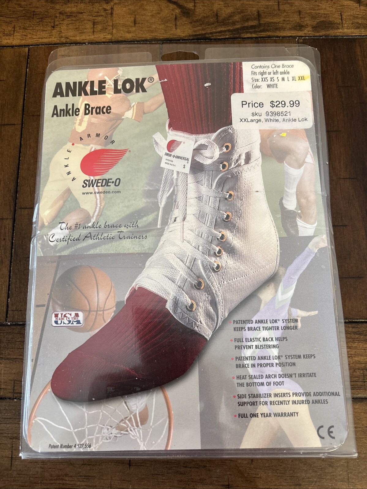 Swede-O Ankle Lok (Medium White) Support with Knit Tongue, Exclusive Lacing Syst