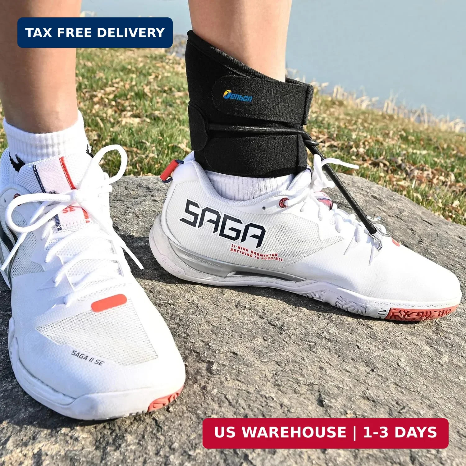 AFO Foot Drop Brace for Walking with Shoes, Adjustable Ankle Support, Secure Rin