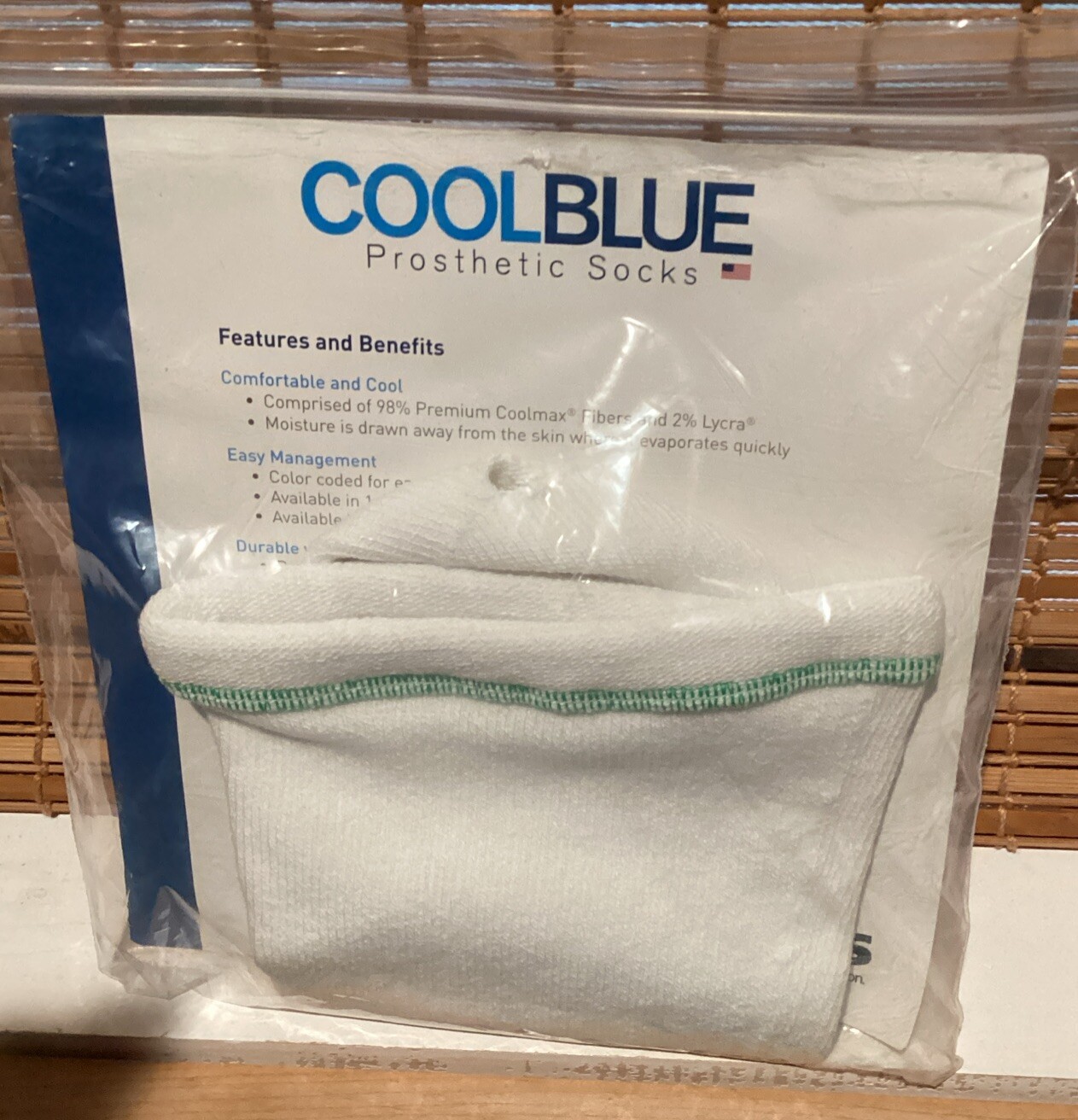Cool Blue Prosthetic Socks, 1pr, NEW, Model CB3HMSH2, 3-ply, Sz 1,2, 10-14 Lngth