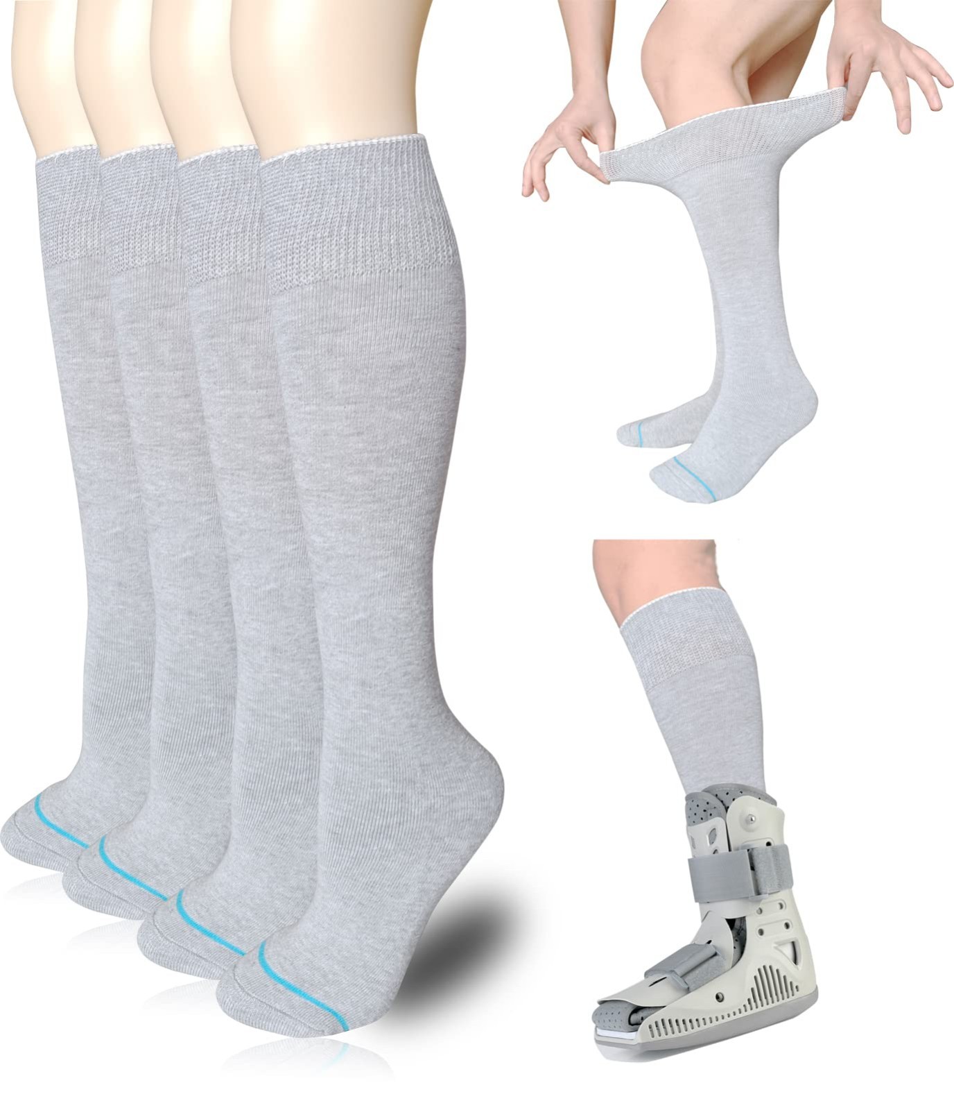 Orthopedic Boot Sock Liners – 2 Pairs for Walking Boots & Fracture Casts