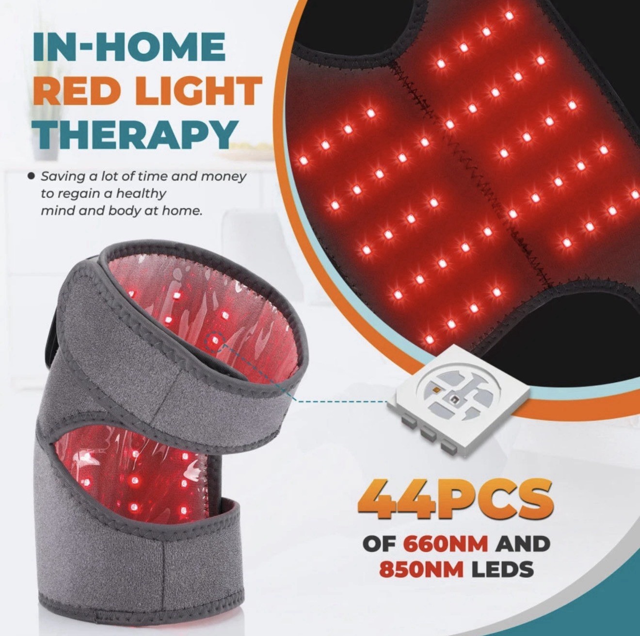 3-in-1 Cordless Knee Heat W/ Red & Near Infrared Light Therapy Shoulder Elbow