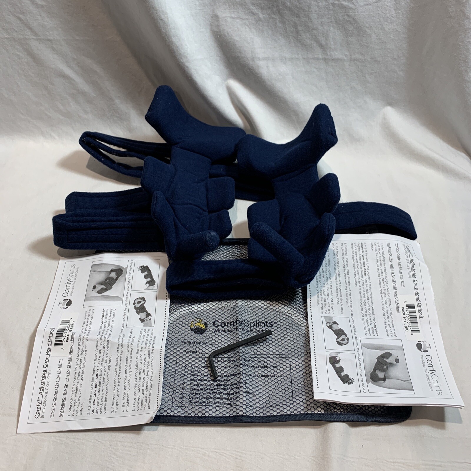 Comfy Splints Adjustable Cone Hand Orthosis Device Wrist Splint Blue Set of 2
