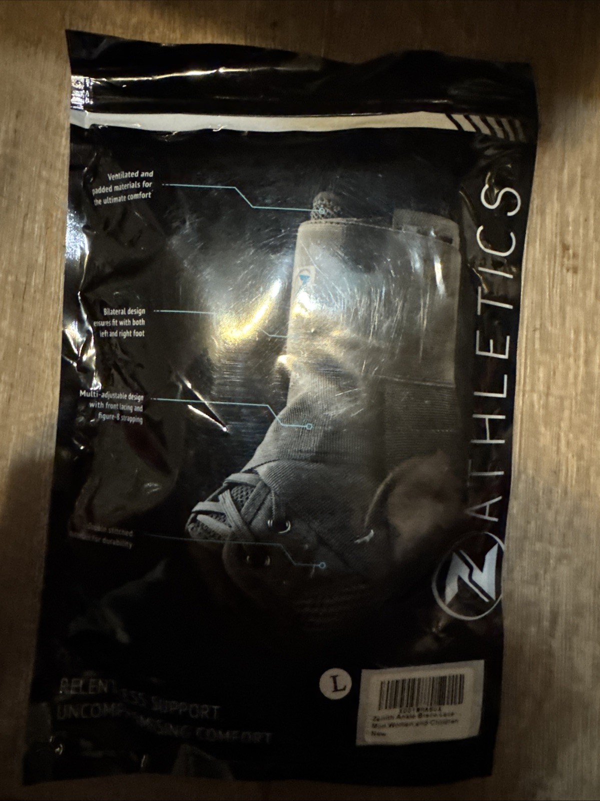 New in Package Zenith Ankle Brace Lace Up Large Black Z Athletics