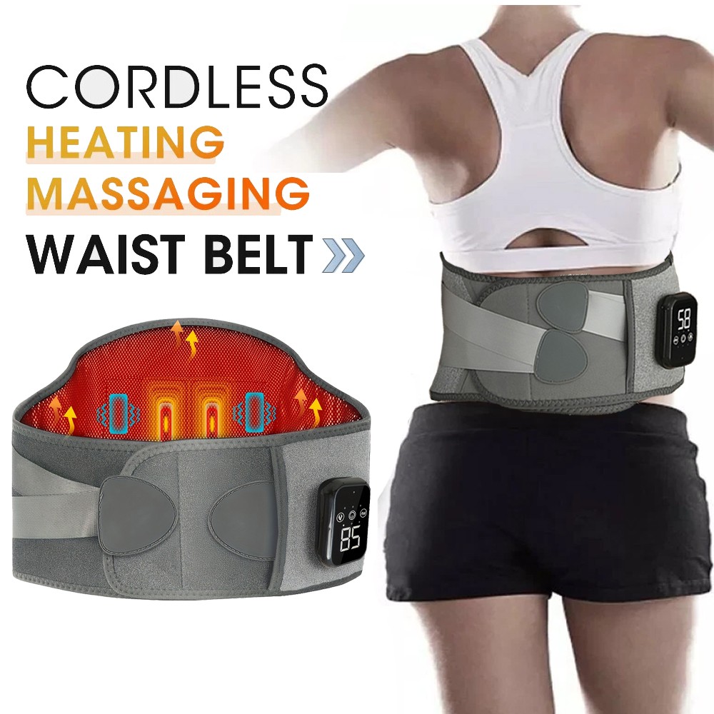 Lumbar Massager, Heated Waist Belt Wrap, Lower Back Massager w/ Heat & Vibration