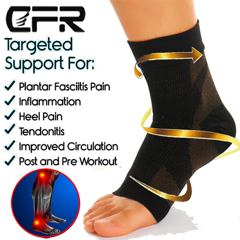 Copper Compression Foot Sleeve Ankle Brace Support Plantar Relief Pain Socks